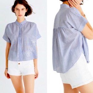 Madewell Hilltop Striped Embroidered Blouse